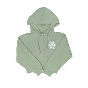 REAL Daisy Full Zip Hooded Sweatshirt-Green Earth