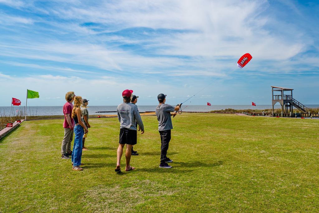 Student learning kite control during Kiteboarding 101
