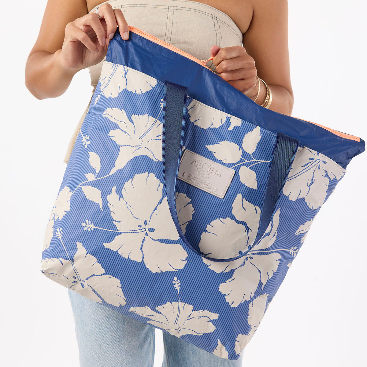 Aloha Collection Salina Tiny Stripe Day Tripper Bag-Navy