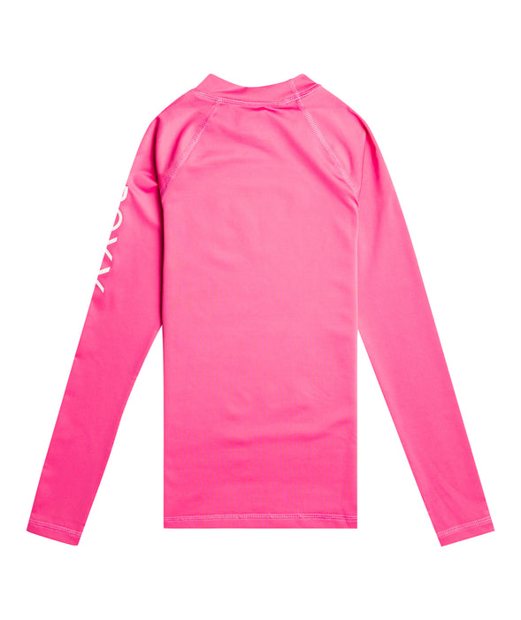 Roxy Girls Whole Hearted L/S Rashguard-Shocking Pink