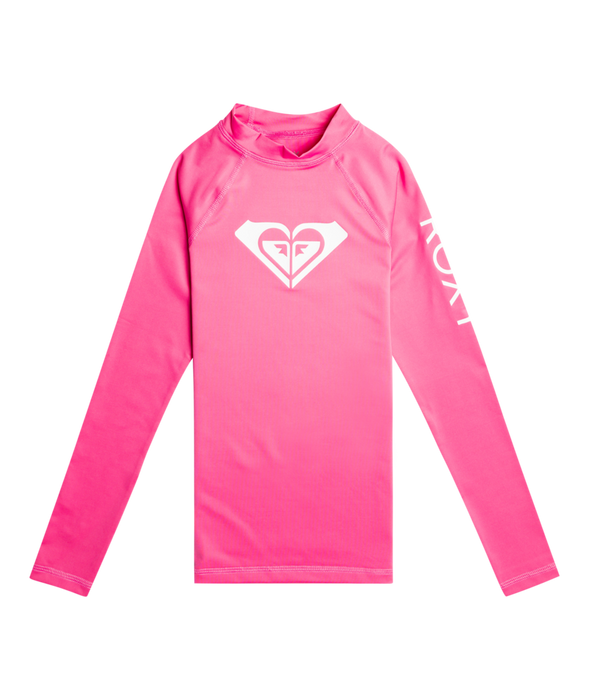 Roxy Girls Whole Hearted L/S Rashguard-Shocking Pink