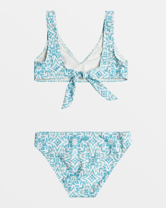 Roxy Girls Fresco Tile Elongated Bikini-Cloud Dancer