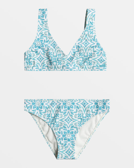 Roxy Girls Fresco Tile Elongated Bikini-Cloud Dancer