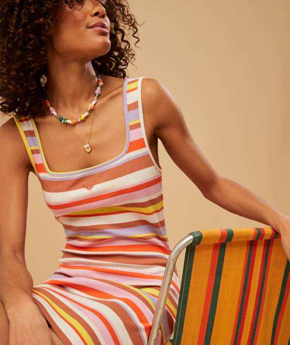 Roxy Surf.Kind.Kate. Stripe Dress-Vermillon Sun Struck Stripe