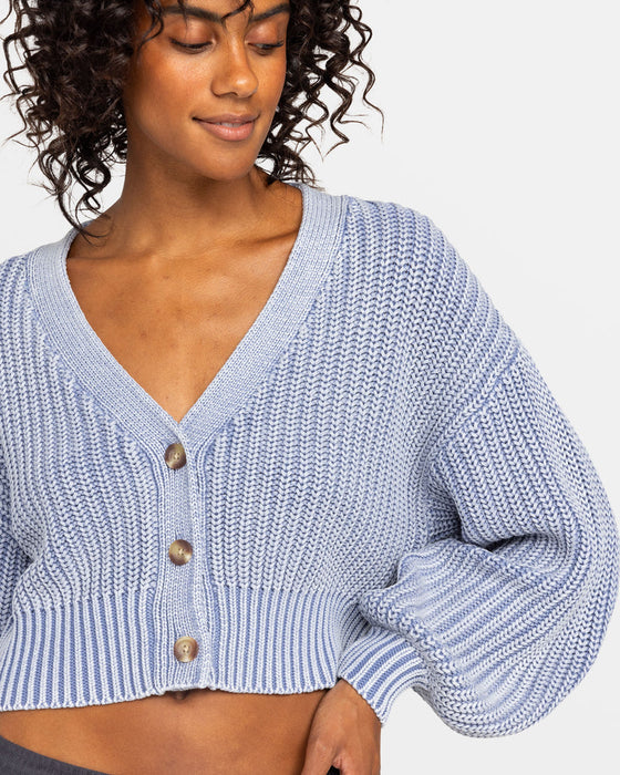 Roxy Sundaze Washed Sweater-Infinity Blue