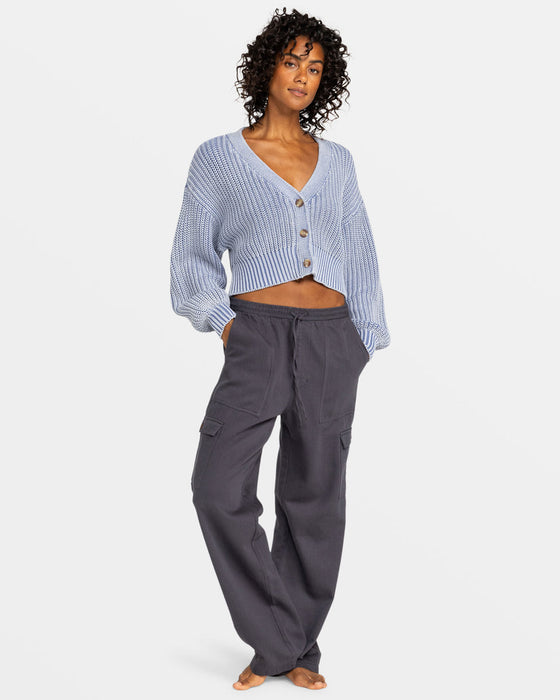 Roxy Sundaze Washed Sweater-Infinity Blue