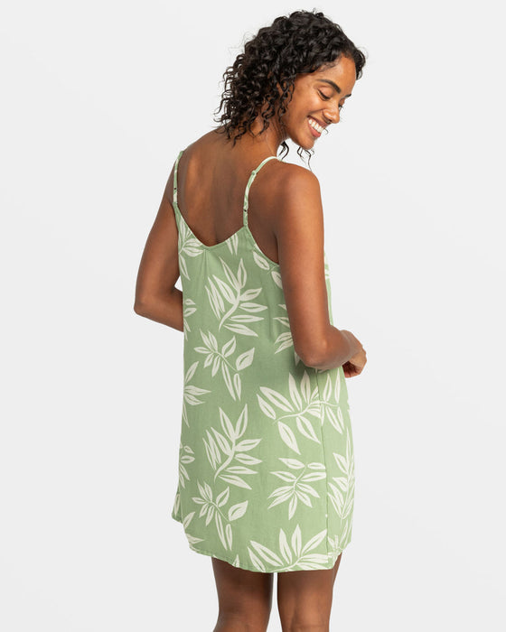 Roxy Shine A Light Printed Dress-Oil Green Leavin Roxy Shine A Light Printed Dress-Oil Green Leavin