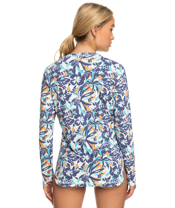 Roxy Sea Skippin PT L/S Rashguard-Bijou Blue Tropical Daze