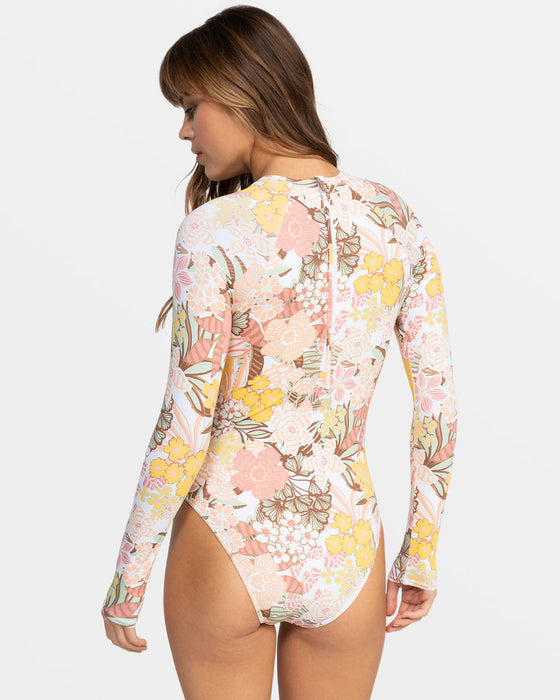Roxy Playa Paradise Back Zip One Piece-White Viva La Vida