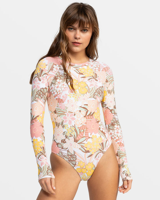 Roxy Playa Paradise Back Zip One Piece-White Viva La Vida