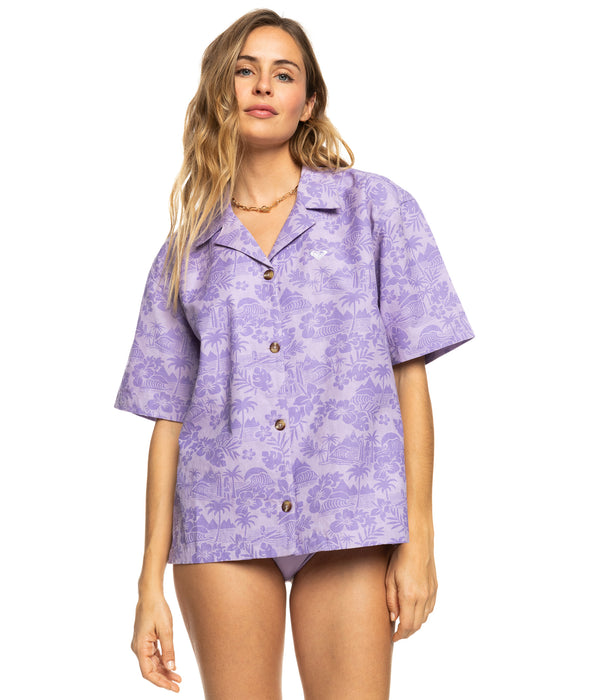 Roxy Surf.Kind.Kate. Printed Shirt-Purple Rose Surf Friends