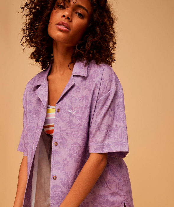 Roxy Surf.Kind.Kate. Printed Shirt-Purple Rose Surf Friends