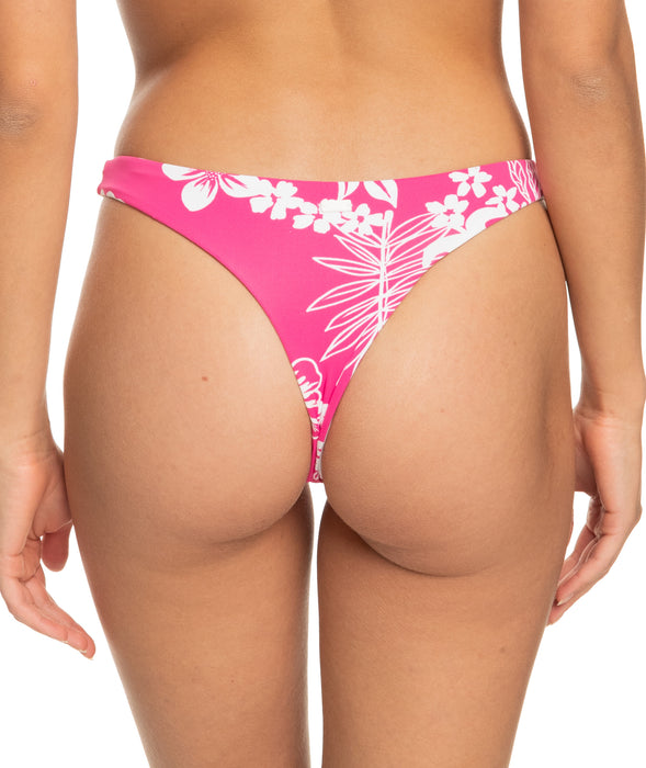 Roxy PT Beach Classics Tanga Bottom-Shocking Pink Hello Aloha
