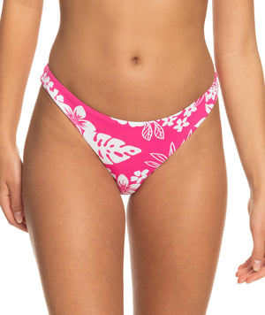 Roxy PT Beach Classics Tanga Bottom-Shocking Pink Hello Aloha