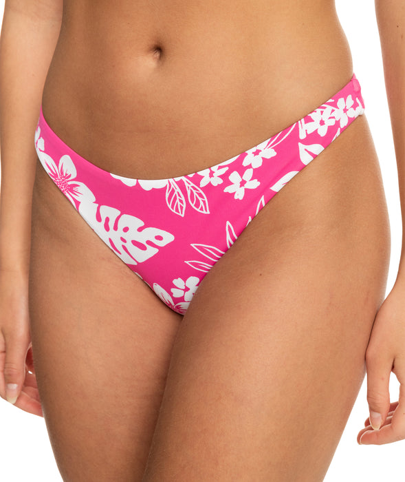 Roxy PT Beach Classics Tanga Bottom-Shocking Pink Hello Aloha