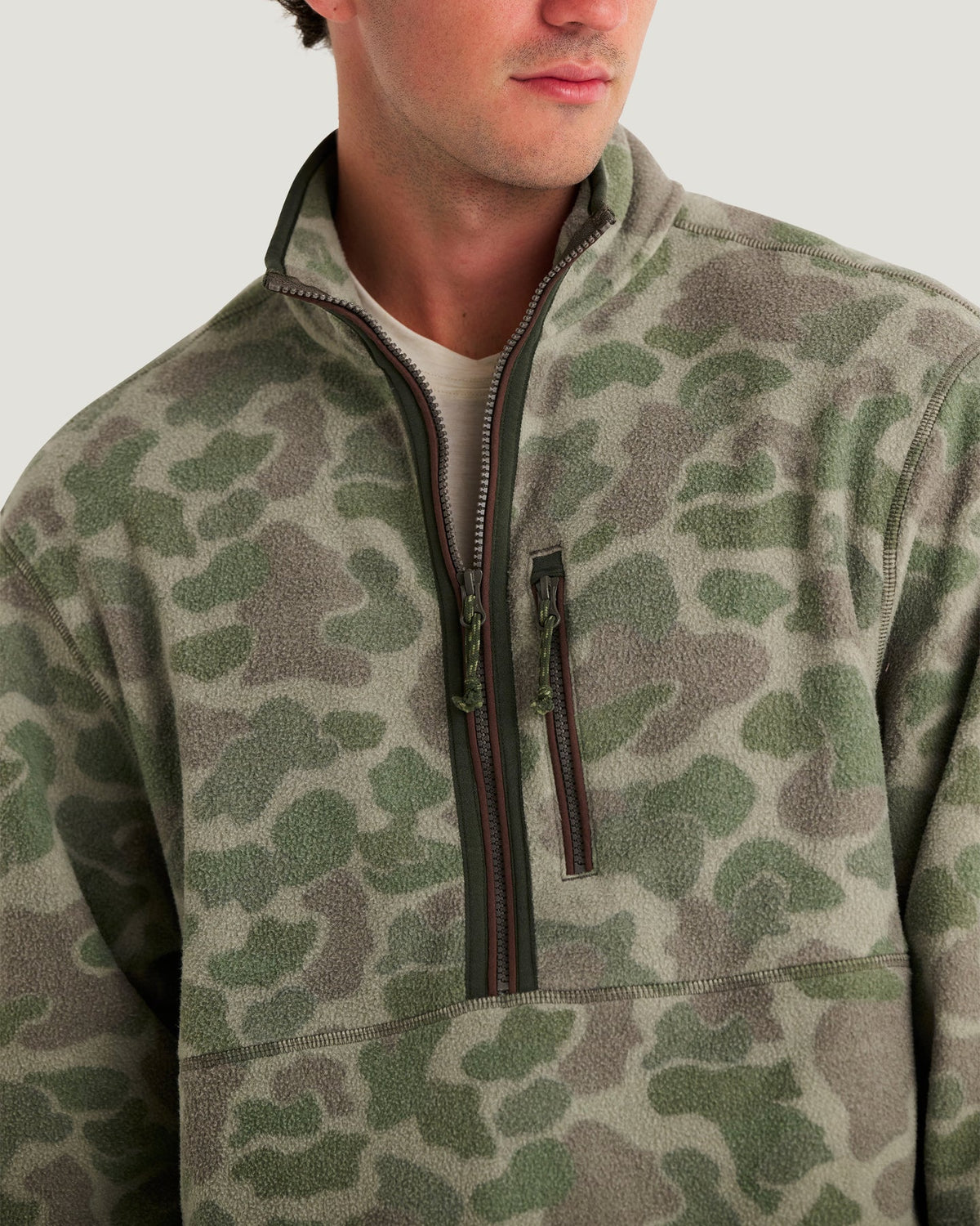 Free Fly Ashridge Fleece Half Zip Jacket-Vintage Camo Oil Green