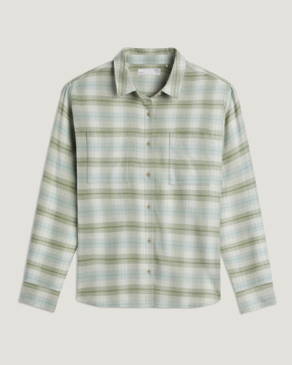 Free Fly Seawool Oversized Flannel L/S Shirt-Plaid Oil Green