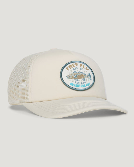 Free Fly Fish Camp Foam Trucker Hat-Birch