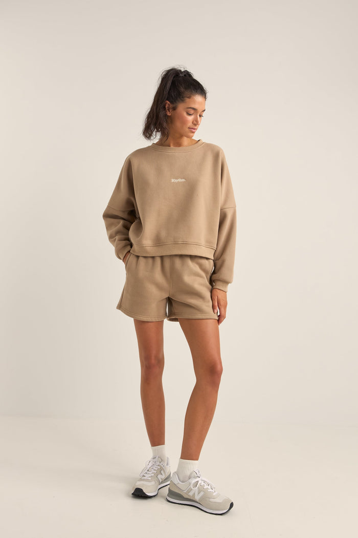 Rhythm Logo Fleece Shorts-Taupe
