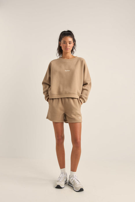 Rhythm Logo Crew Fleece Sweatshirt-Taupe