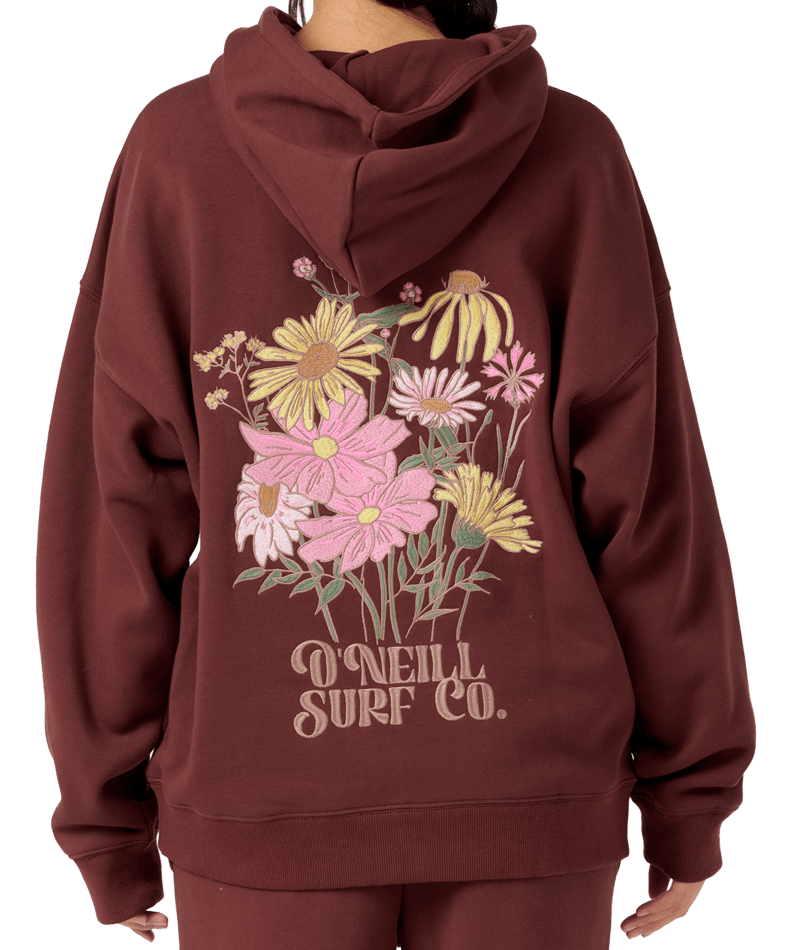 O'Neill Flora Bouquet Oversized Hooded Sweatshirt-Chocolate