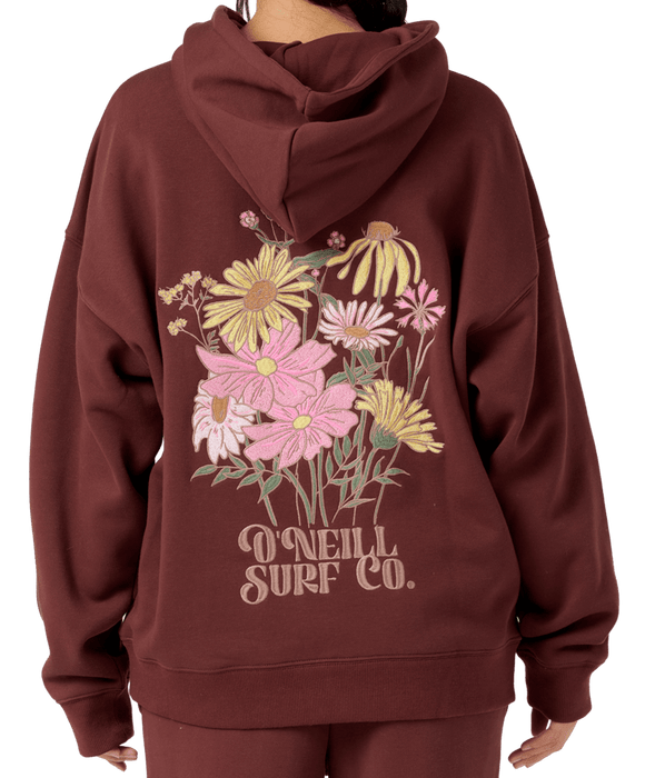 O'Neill Flora Bouquet Oversized Hooded Sweatshirt-Chocolate