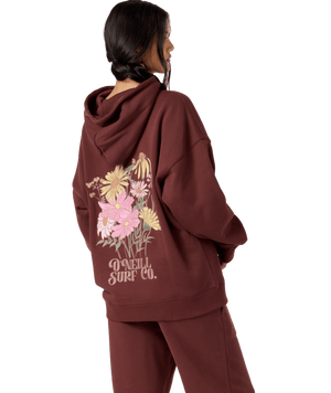 O'Neill Flora Bouquet Oversized Hooded Sweatshirt-Chocolate