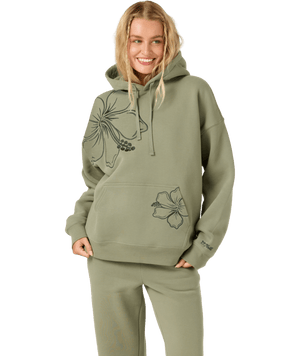 O'Neill Hibiscus Oversized Hooded Sweatshirt-Sage