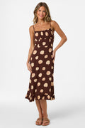O'Neill Jorgie Camila Shell Midi Dress-Chocolate