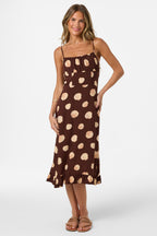 O'Neill Jorgie Camila Shell Midi Dress-Chocolate
