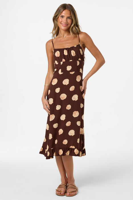 O'Neill Jorgie Camila Shell Midi Dress-Chocolate