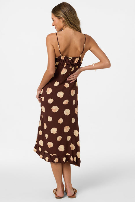 O'Neill Jorgie Camila Shell Midi Dress-Chocolate