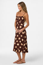 O'Neill Jorgie Camila Shell Midi Dress-Chocolate
