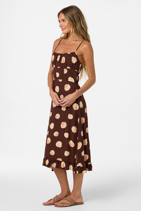 O'Neill Jorgie Camila Shell Midi Dress-Chocolate