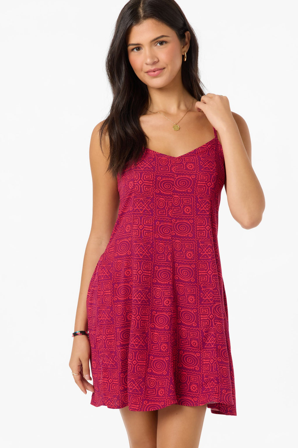O'Neill Darcy Aria Doodle Mini Dress-Raspberry