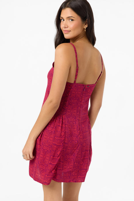 O'Neill Darcy Aria Doodle Mini Dress-Raspberry