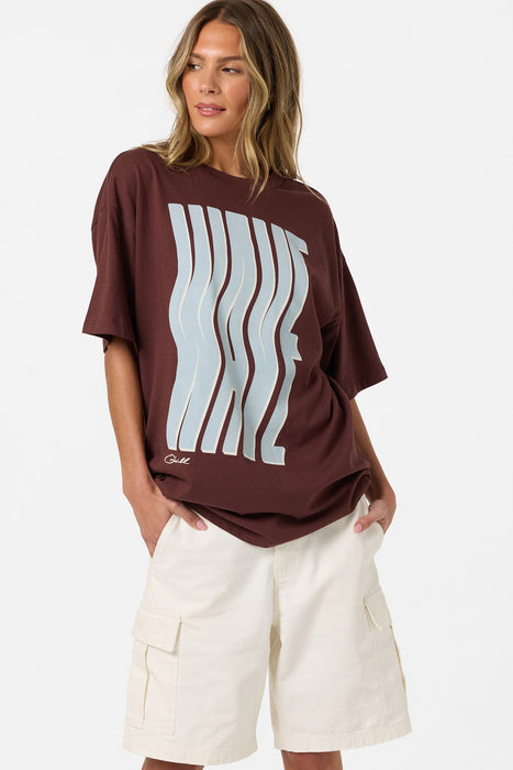 O'Neill Wave Oversized Tee-Chocolate