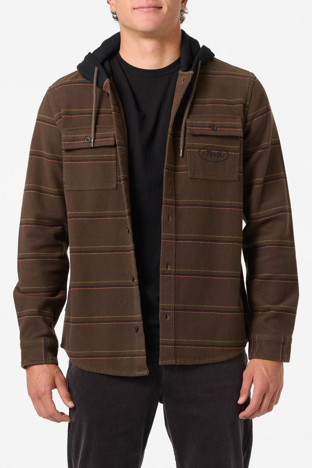 O'Neill Archer Hooded Flannel L/S Shirt-Turkish Coffee