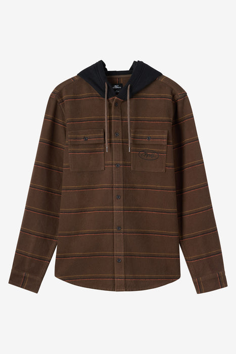 O'Neill Archer Hooded Flannel L/S Shirt-Turkish Coffee