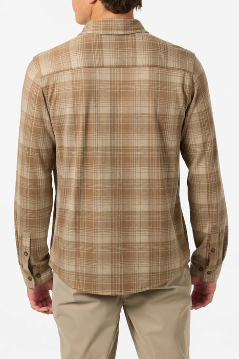 O'Neill Sutton Knit Plaid L/S Shirt-Dark Khaki