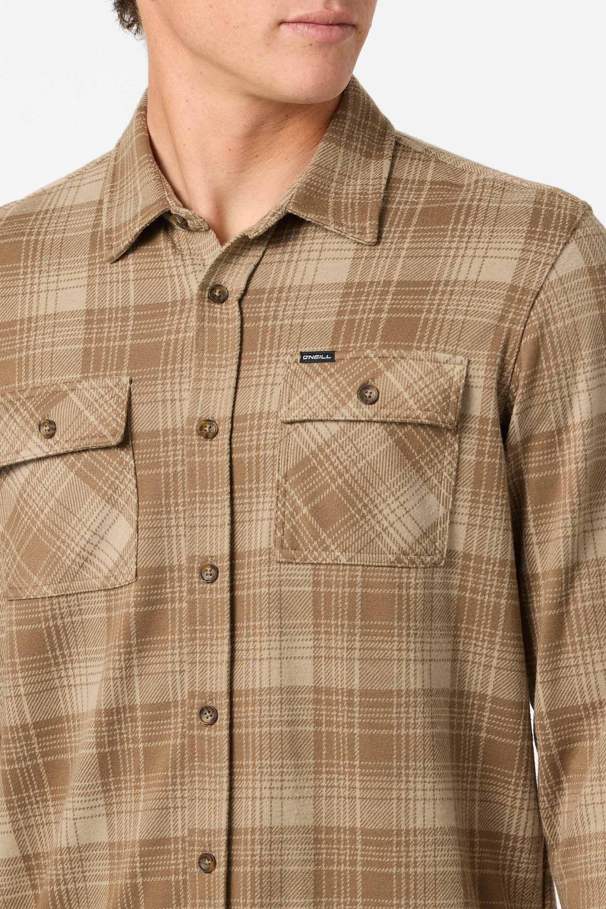 O'Neill Sutton Knit Plaid L/S Shirt-Dark Khaki
