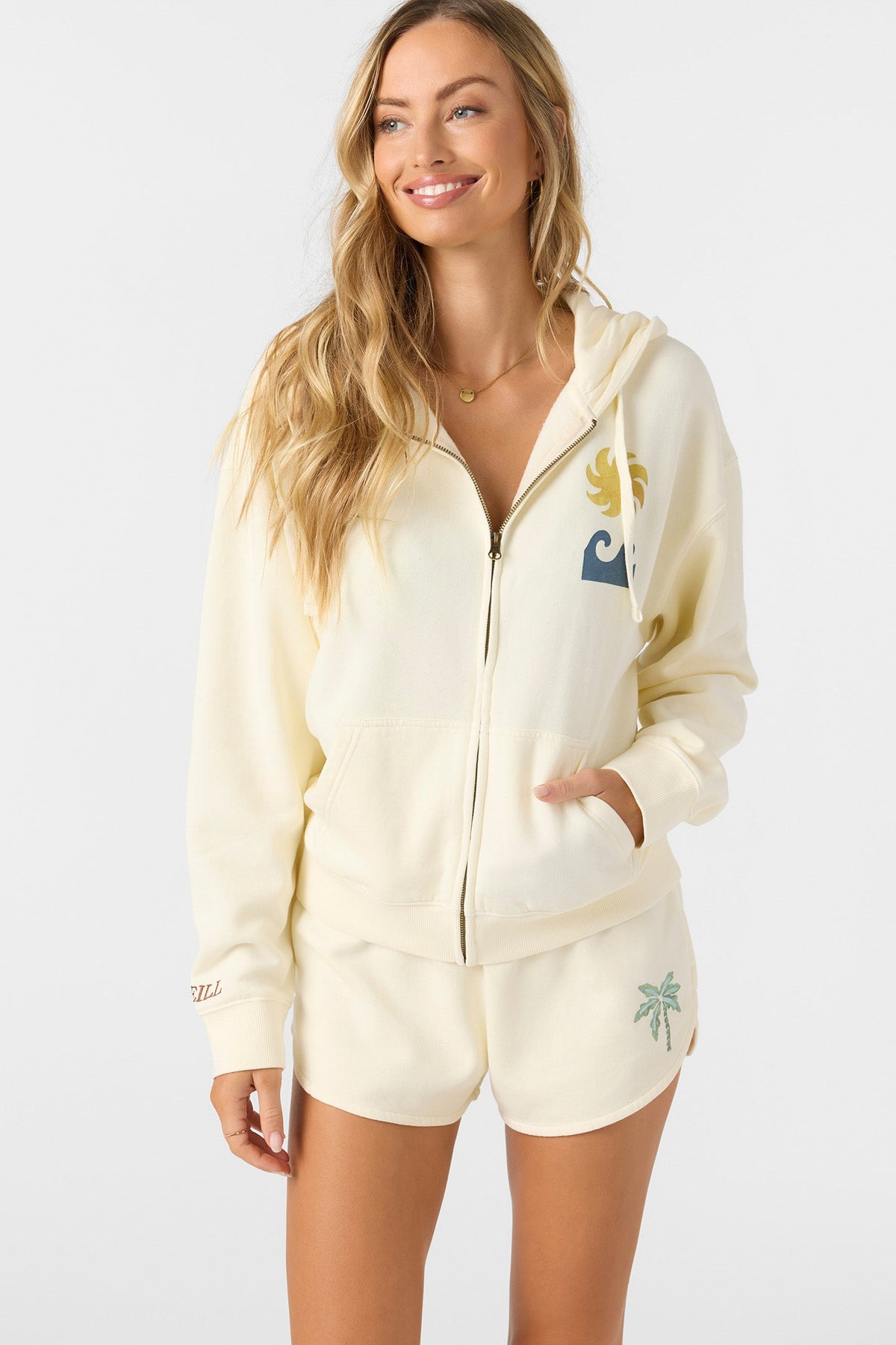 O'Neill Atwood Palma Zip Hooded Sweatshirt-Winter White