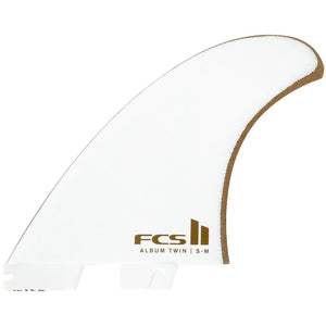FCS II Album PG Twin + Trailer Fin Set-White/Gold-S-M