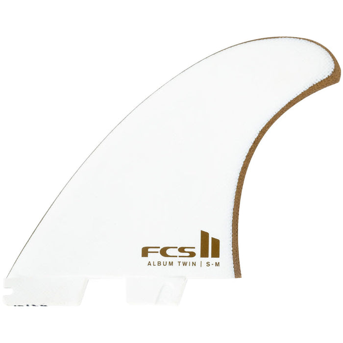 FCS II Album PG Twin + Trailer Fin Set-White/Gold-S-M
