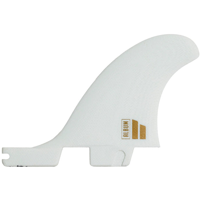 FCS II Album PG Twin + Trailer Fin Set-White/Gold-S-M