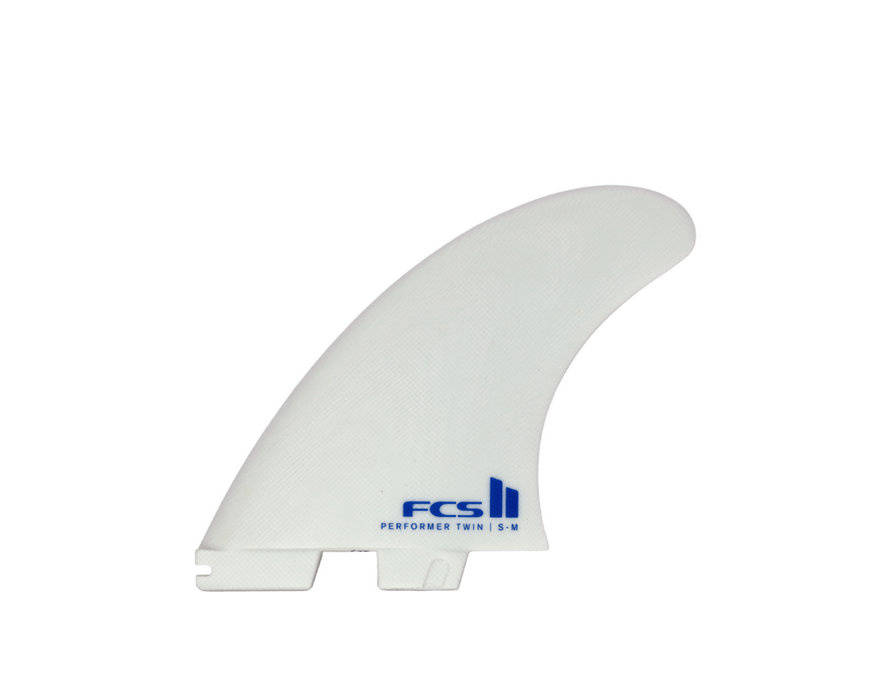 FCS II Performer PG Twin + Trailer Fin Set-White-M-L