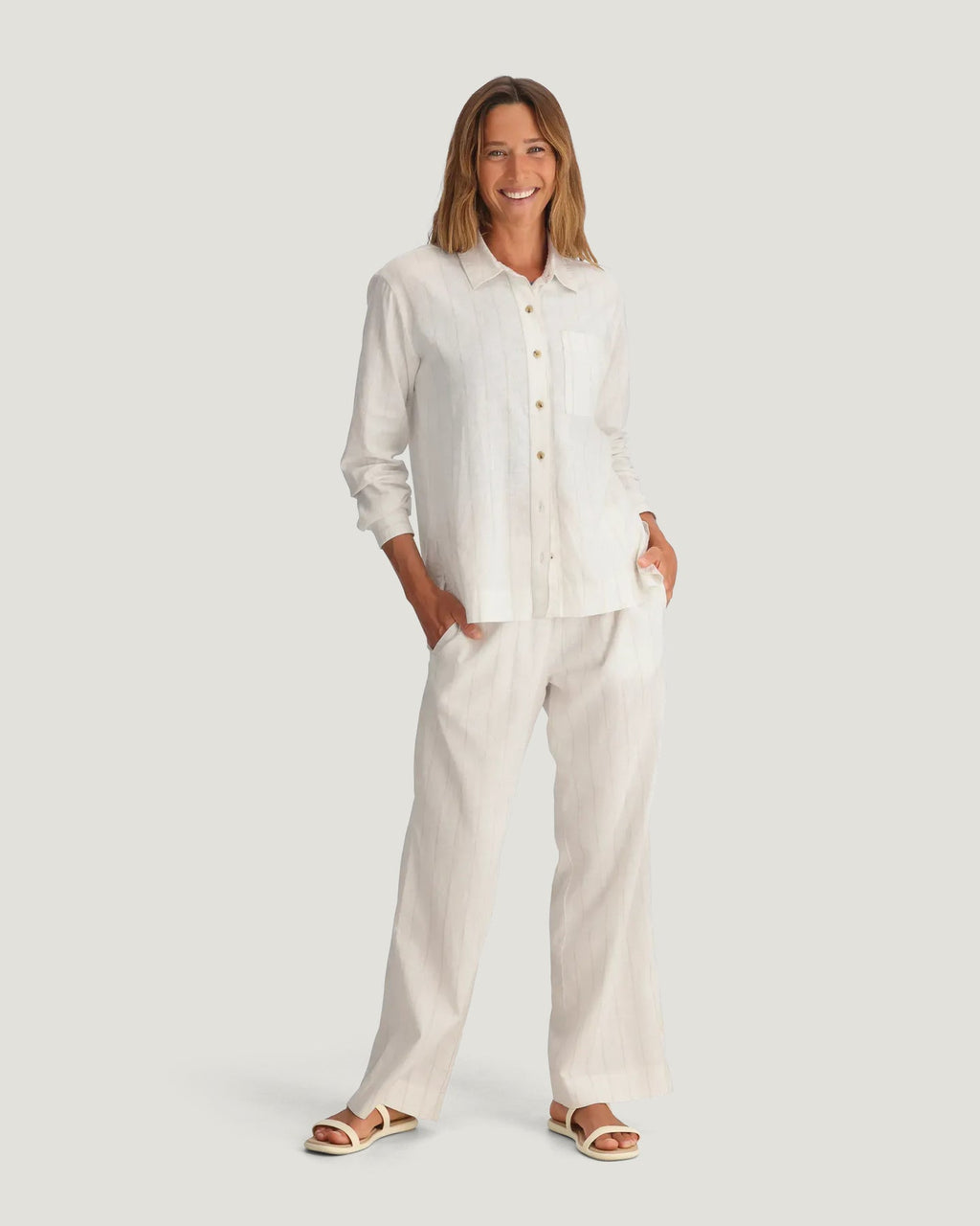 Free Fly Sullivan's Pants-Dash Vertical Stripe Sea Salt