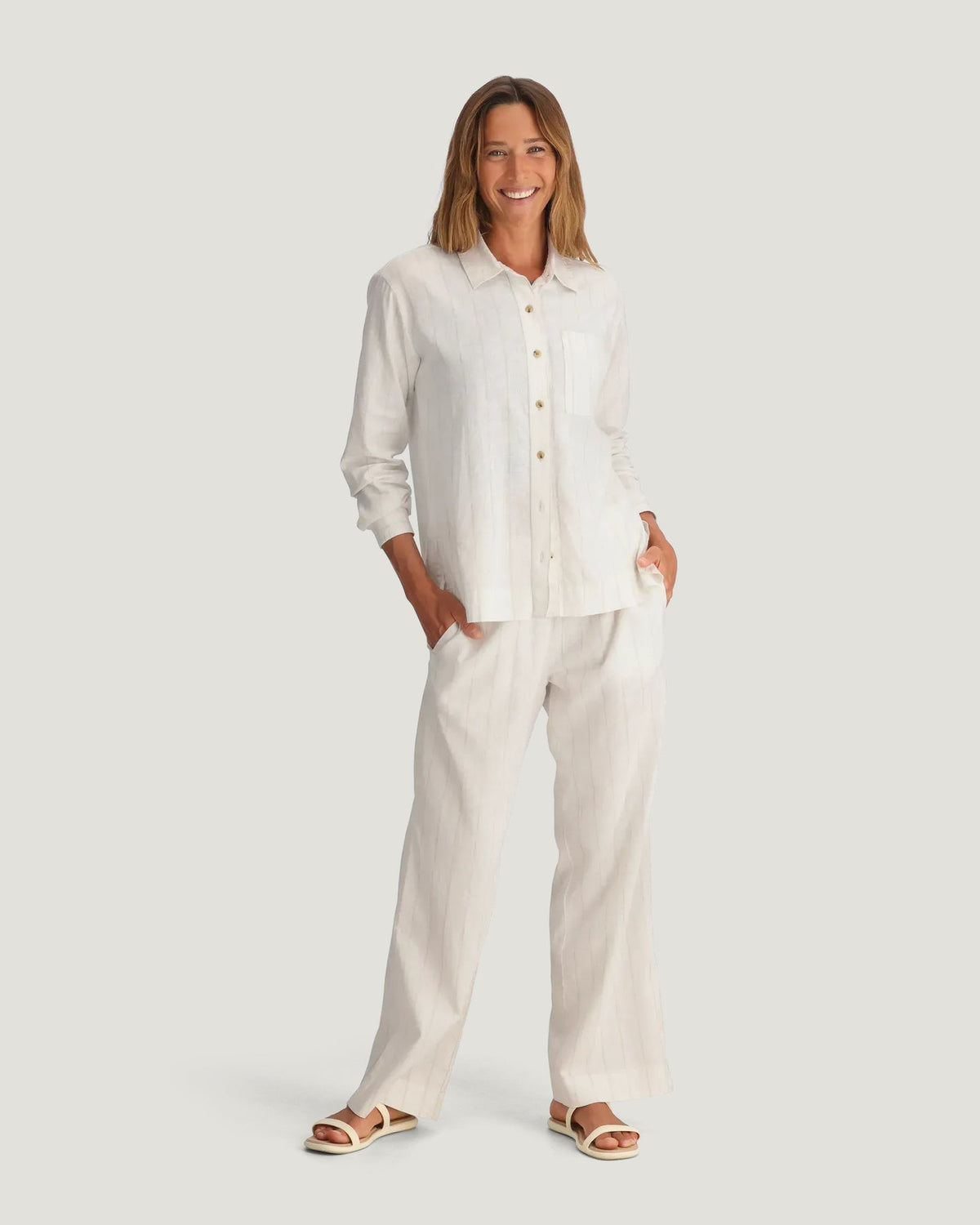 Free Fly Sullivan's Pants-Dash Vertical Stripe Sea Salt