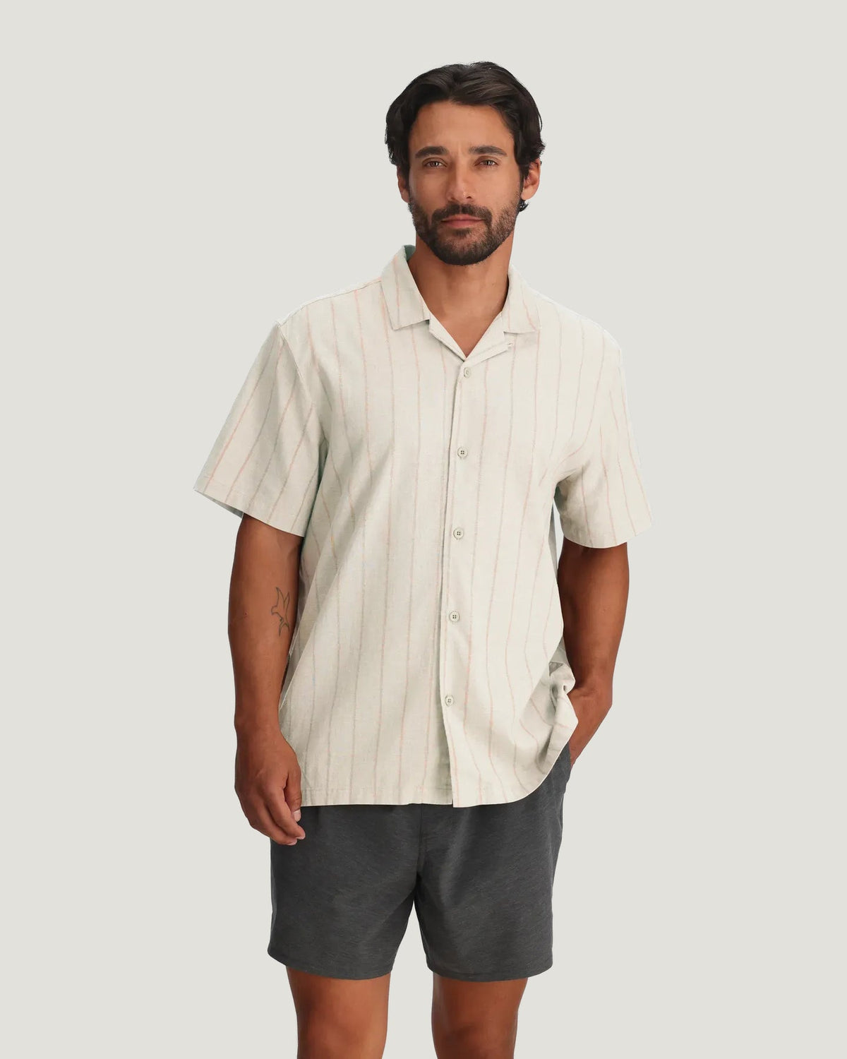 Free Fly Sullivan's Camp Shirt-Dash Vertical Stripe Sea Salt