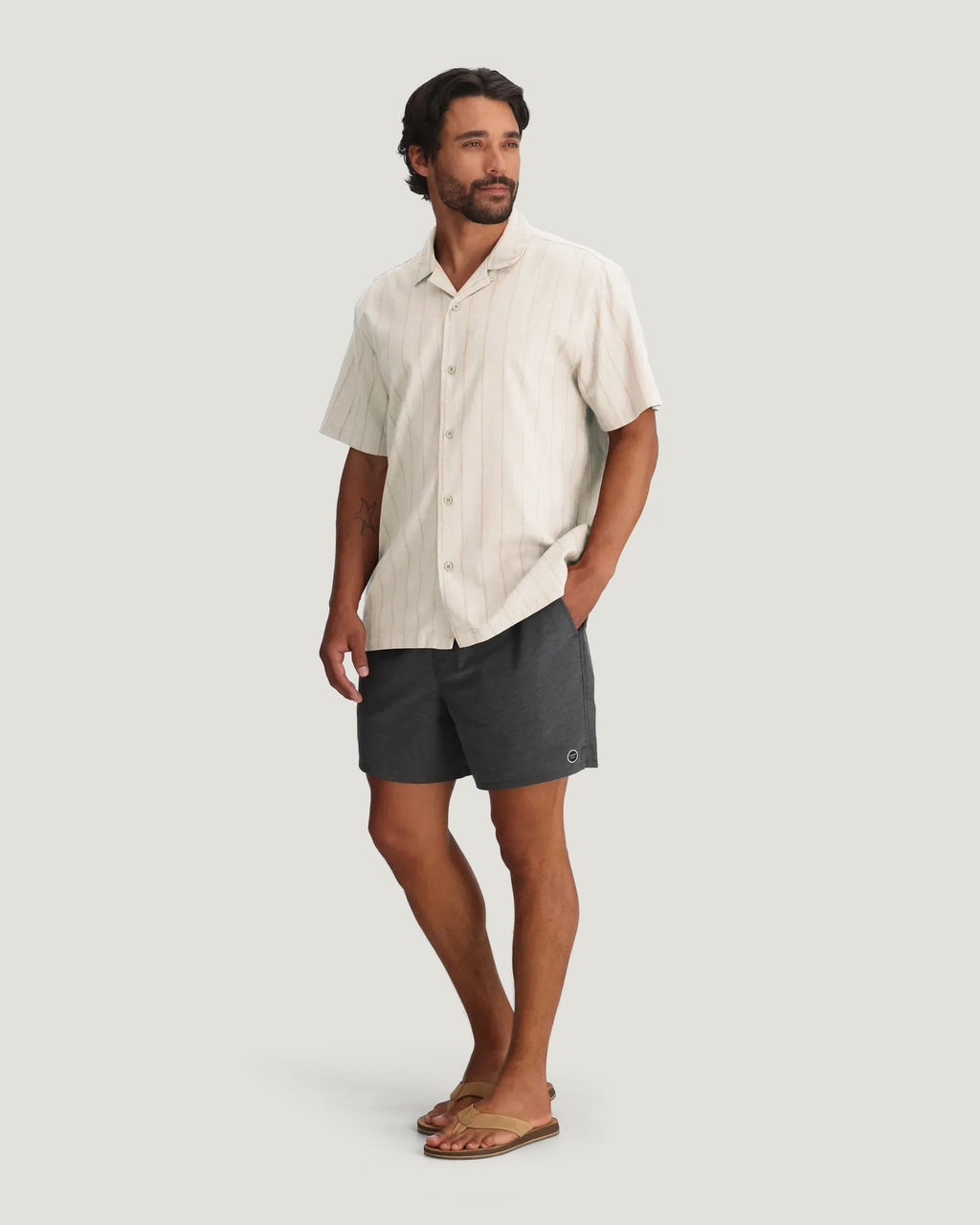 Free Fly Sullivan's Camp Shirt-Dash Vertical Stripe Sea Salt